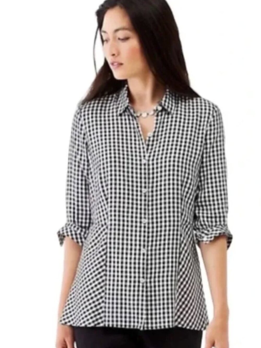 J.Jill Black & White Gingham Button-down Shirt